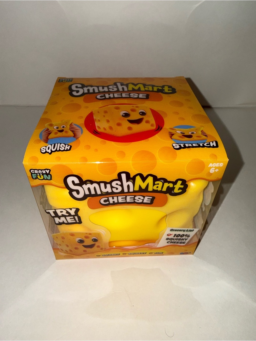 RMS SmushMart Squishy Cheese Squeeze Stretch Toy Yellow Ages 6+ 9214202